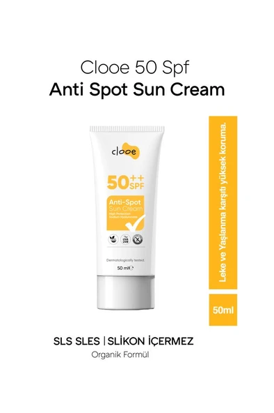 Vegan Glutensiz Leke Karşıtı 50 Spf Güneş Kremi (50ML) Clooe