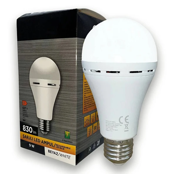 Zuidid ZT-5229 - 9 Watt E27 Duylu Şarjlı LED Ampul Beyaz Işık - 2