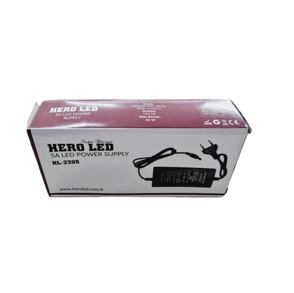 ADAPTÖR Hero LED 12V 5A Fişli Adaptör – Güçlü, Güvenli ve Pratik Çözüm - 5