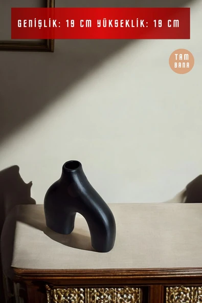 Bej Dekoratif Vazo Obje Ev Dekorasyon Masa Üstü Dekor Vazo Model 7 - Resim 9