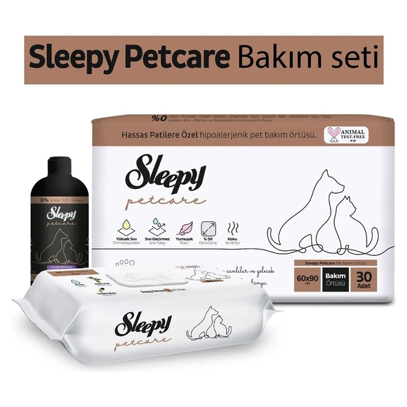 Petcare Bakım Seti ( 30'lu Pet Bakım Örtüsü + 60 Yaprak Islak Havlu + 500 ml Şampuan ) ürün görseli 1