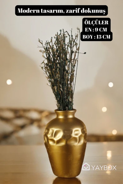 Dekoratif Vazo El Yapımı Altın Renk Model 46 - Resim 2
