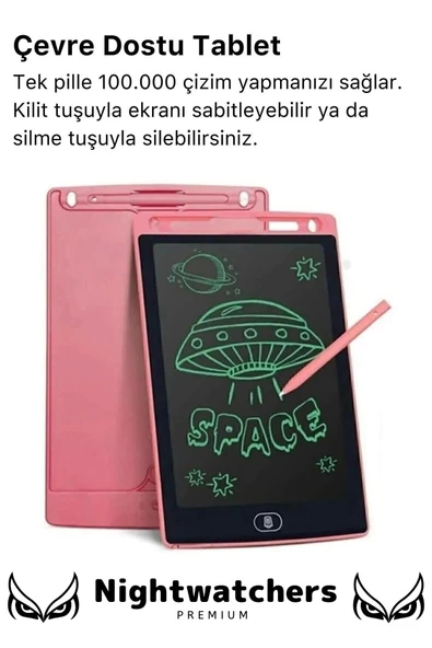 Premium Lcd Ekranlı Kalemli Dijital Çizim Tableti Yazı Tahtası Boyama Resim 8,5 Inç Akıllı Tablet - 6