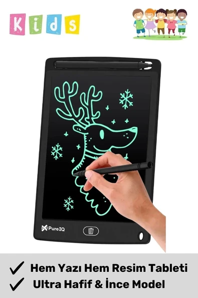 Premium Lcd Ekranlı Kalemli Dijital Çizim Tableti Yazı Tahtası Boyama Resim 8,5 Inç Akıllı Tablet