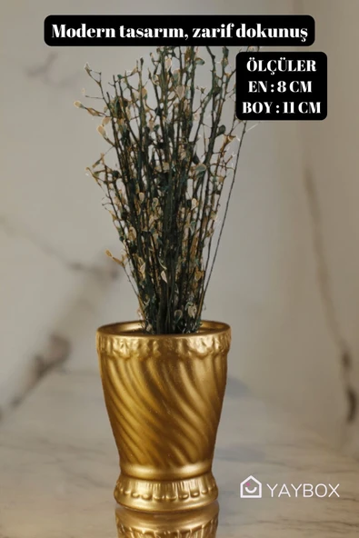 Dekoratif Vazo El Yapımı Altın Renk Model 47 - Resim 2
