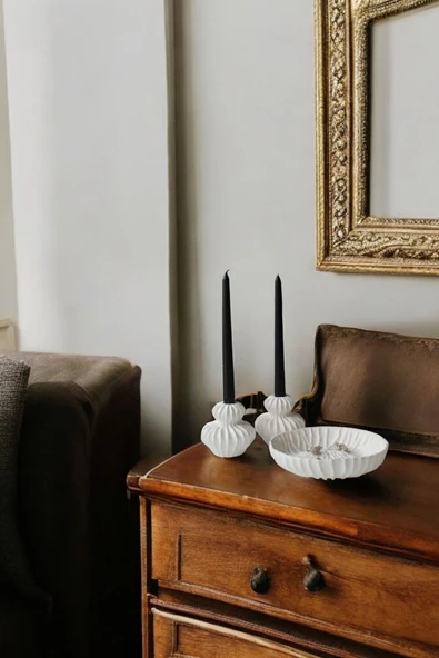 Beyaz Dekoratif Vazo Seti Obje Ev Dekorasyon Masa Üstü Dekor Vazo Seti Model 1014 ürün görseli 1