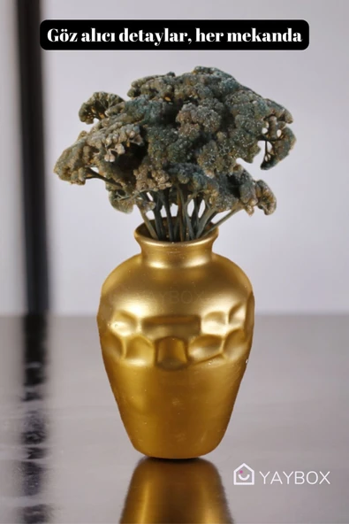 Dekoratif Vazo El Yapımı Altın Renk Model 46 - Resim 3