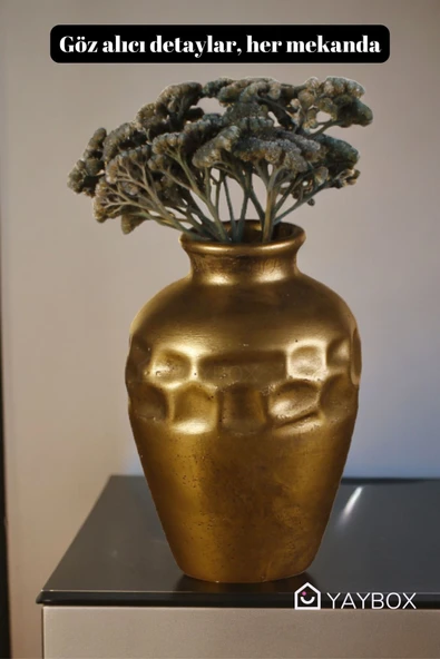 Dekoratif Vazo El Yapımı Altın Renk Model 46 - Resim 9