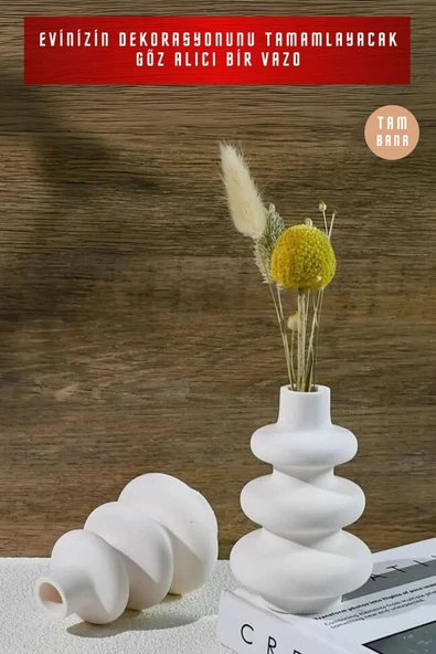 Dekoratif Vazo Obje Ev Dekorasyon Masa Üstü Dekor Vazo Model 5 - Resim 8