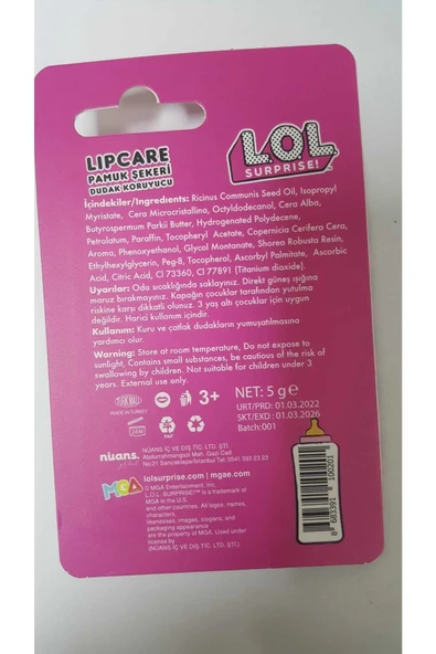 LOL Lipcare Dudak Koruyucu Pamuk Şekerli 5 gr - 2