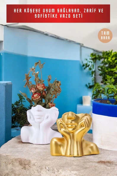 Dekoratif Vazo Seti Obje Ev Dekorasyon Masa Üstü Dekor Vazo Seti Model 28 - Resim 2