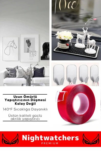 Deluxe Ekstra Güçlü Çok Amaçlı Çift Taraflı Tamir Cam Mekan Montaj 2mt Silikon Şeffaf Bant 5 Adet - Resim 2