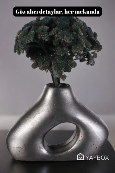 Dekoratif Vazo El Yapımı Gümüş Eskitme Renk Model 49 - Resim 3