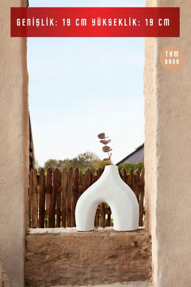 Bej Dekoratif Vazo Obje Ev Dekorasyon Masa Üstü Dekor Vazo Model 7 - Resim 6