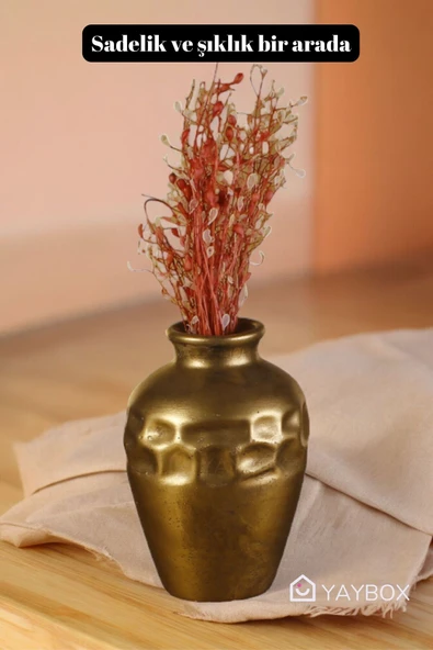 Dekoratif Vazo El Yapımı Altın Renk Model 46 - Resim 10