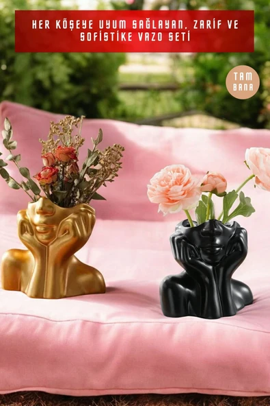 Dekoratif Vazo Seti Obje Ev Dekorasyon Masa Üstü Dekor Vazo Seti Model 28 - Resim 6