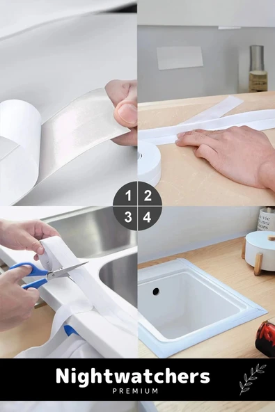 Deluxe Su Geçirmez Sızdırmaz Dayanıklı Lavabo Pvc Yağ Kenar Küf Önleyici 3.2m 4 Adet İzolasyon Bant - Resim 6