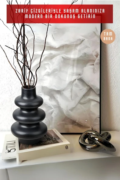 Dekoratif Vazo Obje Ev Dekorasyon Masa Üstü Dekor Vazo Model 5 - Resim 2