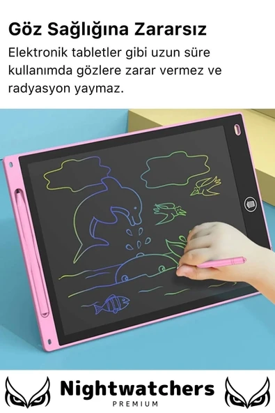 Premium Lcd Ekranlı Kalemli Dijital Çizim Tableti Yazı Tahtası Boyama Resim 8,5 Inç Akıllı Tablet - 7