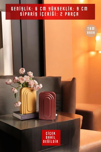 Dekoratif Vazo Seti Obje Ev Dekorasyon Masa Üstü Dekor Vazo Seti Model 18 - Resim 3