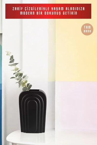 Siyah Dekoratif Vazo Obje Ev Dekorasyon Masa Üstü Dekor Vazo Model 18 - Resim 2