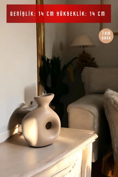 Beyaz Dekoratif Vazo Obje Ev Dekorasyon Masa Üstü Dekor Vazo Model 34 - 7