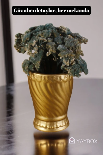 Dekoratif Vazo El Yapımı Altın Renk Model 47 - Resim 3