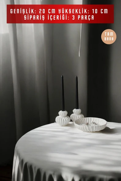 Beyaz Dekoratif Vazo Seti Obje Ev Dekorasyon Masa Üstü Dekor Vazo Seti Model 1014 - Resim 3