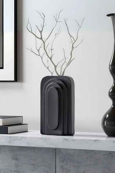 Siyah Dekoratif Vazo Obje Ev Dekorasyon Masa Üstü Dekor Vazo Model 18 ürün görseli 1