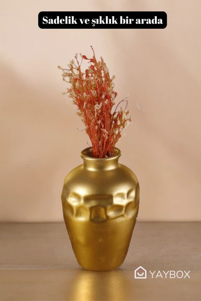 Dekoratif Vazo El Yapımı Altın Renk Model 46 - Resim 4