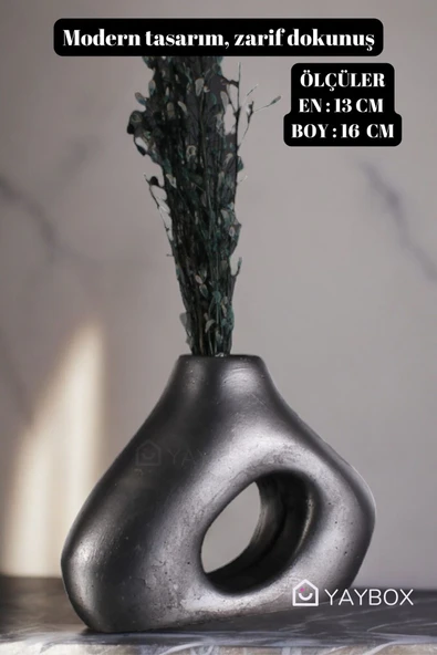Dekoratif Vazo El Yapımı Gümüş Eskitme Renk Model 49 - Resim 2