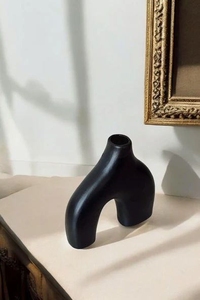 Bej Dekoratif Vazo Obje Ev Dekorasyon Masa Üstü Dekor Vazo Model 7 - Resim 7