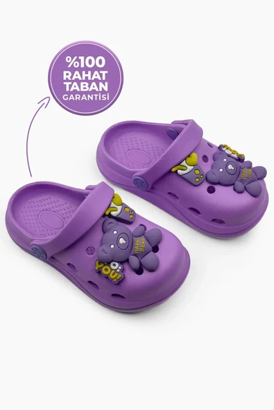 ÇOCUK CROSS TERLİK BAHÇE TERLİĞİ PLAJ SAHİL BANYO TERLİĞİ 30-31-32-33-34-35 NUMARA MOR RENK