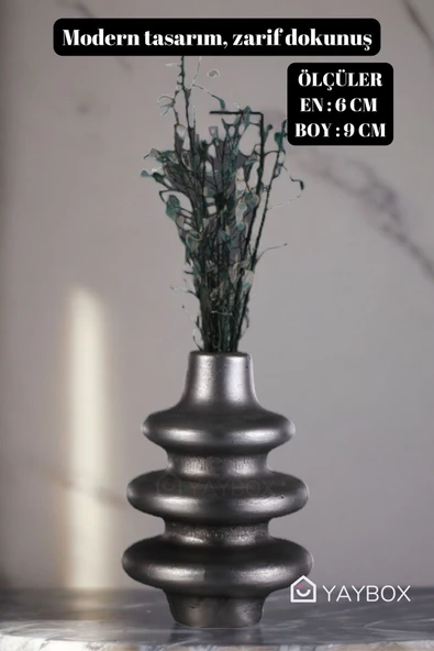 Dekoratif Vazo El Yapımı Gümüş Eskitme Renk Model 5 - Resim 2