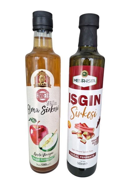 Elma sirkesi 500 ml & ısgın sirkesi 500 ml sirke seti (şeker)