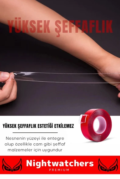 Deluxe Ekstra Güçlü Çok Amaçlı Çift Taraflı Tamir Cam Mekan Montaj 2mt Silikon Şeffaf Bant 5 Adet - Resim 5