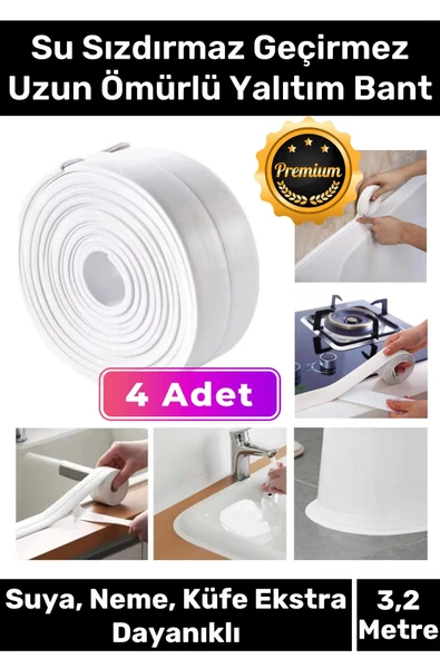 Deluxe Su Geçirmez Sızdırmaz Dayanıklı Lavabo Pvc Yağ Kenar Küf Önleyici 3.2m 4 Adet İzolasyon Bant ürün görseli
