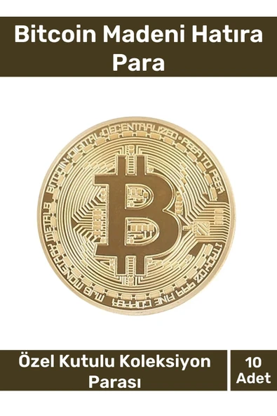 Deluxe Series Kutulu Hediyelik Kripto Hatıra Koleksiyon Bitcoin Madeni Para Altın Rengi 10 Adet