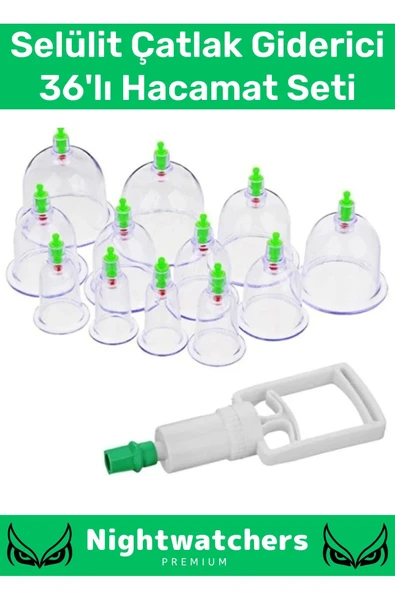 Özel Üretim Canlandırıcı Selülit Çatlak Giderici Vakumlu Masaj Aleti 36'lı Kupa Çekme Hacamat Seti