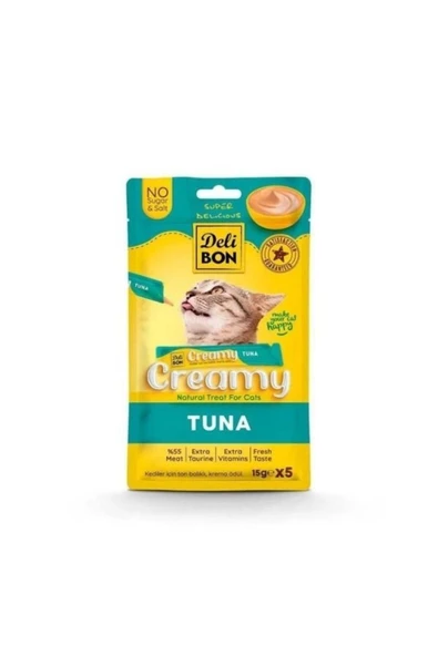 Delibon Creamy Ton Balıklı Sıvı Kedi Ödül Maması 5x15 gr - Resim 2