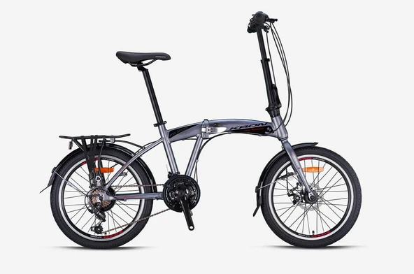 KRON FD 2100 20 JANT 21 VİTES MD FREN KATLANABİLİR ALÜMİNYUM BİSİKLET FÜME-SİYAH-KIRMIZI(KRN24-051) - Resim 2