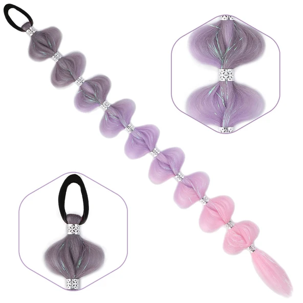 Örgülü Simli Aksesuarlı Lastikli At Kuyruğu - ACM06 ürün görseli 1