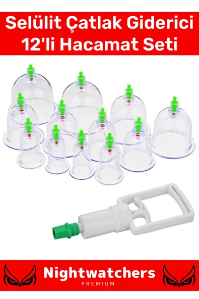 Özel Üretim Canlandırıcı Selülit Çatlak Giderici Vakumlu Masaj Aleti 12'li Kupa Çekme Hacamat Seti