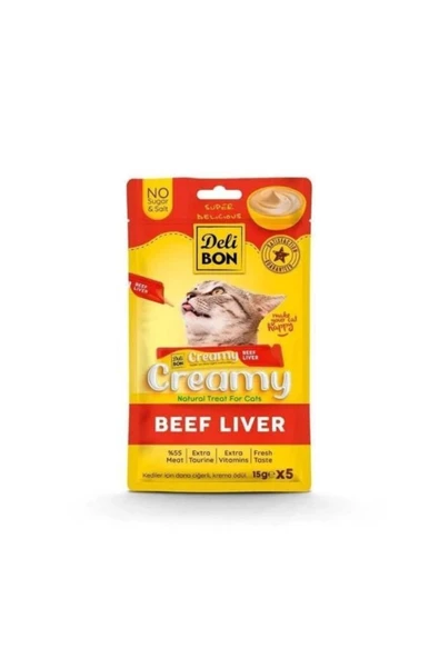 Delibon Creamy Dana Ciğerli Sıvı Kedi Ödül Maması 5x15 gr