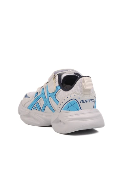 Aspor Beyaz Lacivert Cırtlı Fileli Hafif Unisex Çocuk Spor Ayakkabı - 4