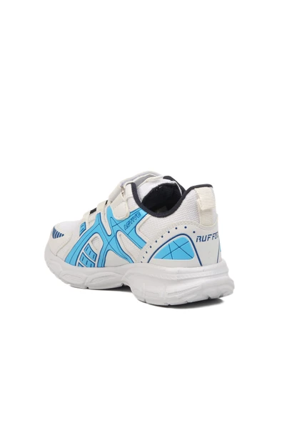 Aspor Beyaz Lacivert Cırtlı Fileli Hafif Unisex Çocuk Spor Ayakkabı - 4