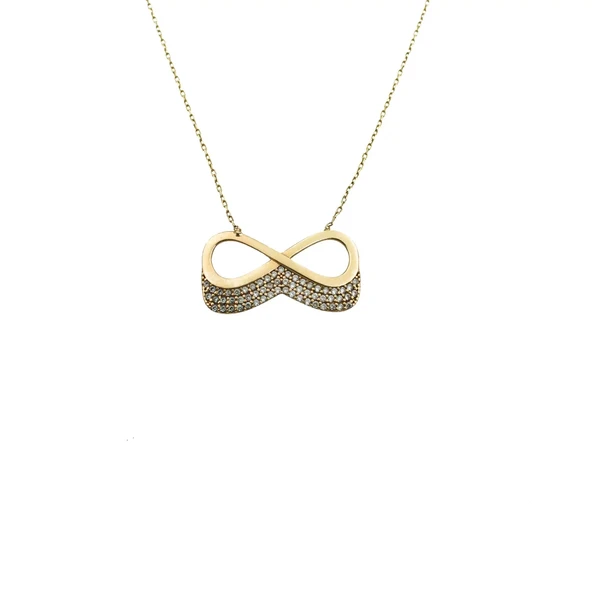 14 Ayar Sonsuzluk Taşlı Minimal Kolye