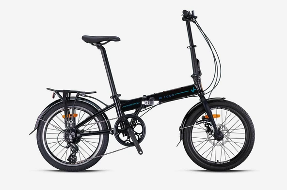 KRON FD 3000 20 JANT 8 VİTES HD FREN KATLANABİLİR ALÜMİNYUM BİSİKLET SİYAH-TURKUAZ(KRN24-055) ürün görseli 1