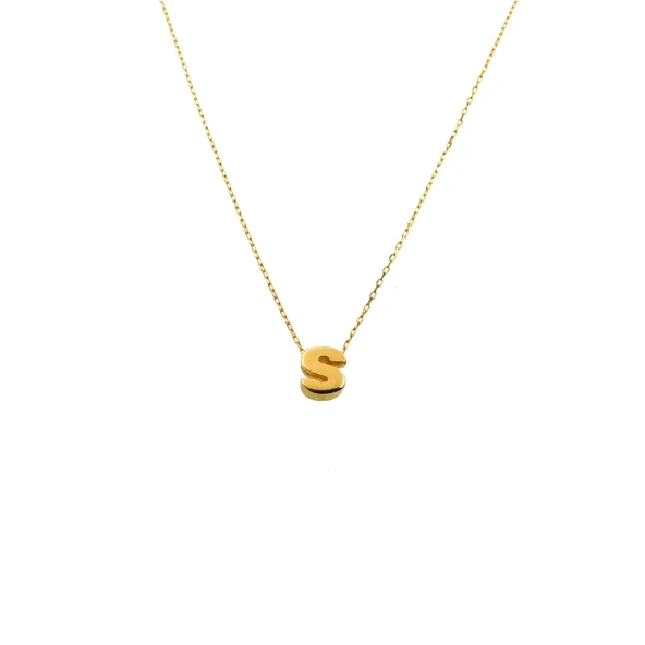 14 Ayar S Harf Minimal Kolye