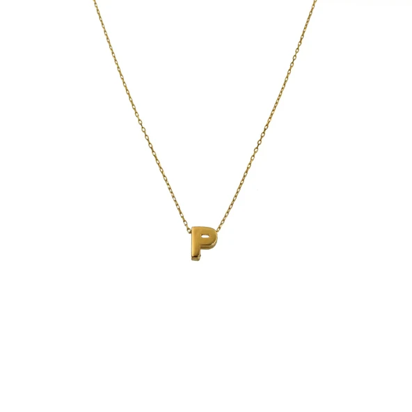 14 Ayar P Harf Minimal Kolye